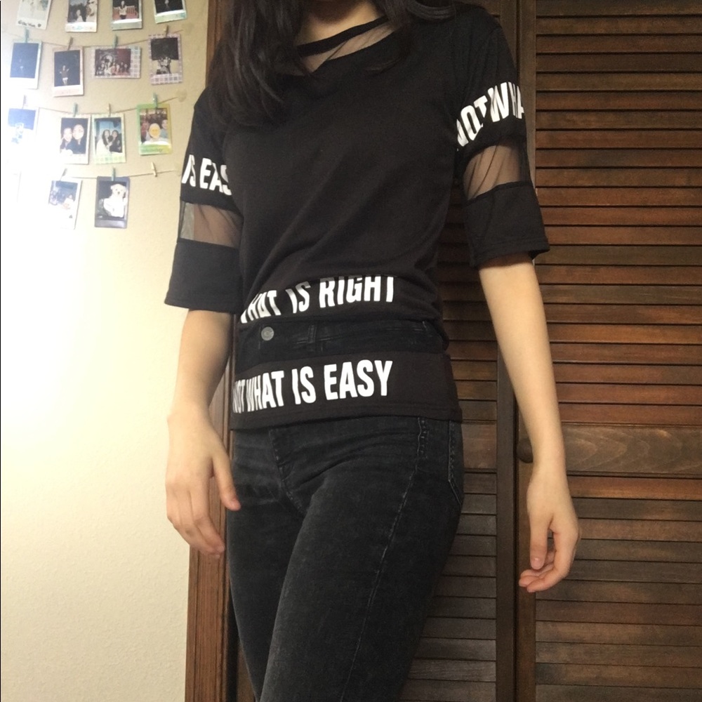 Mesh black street wear tshirt
